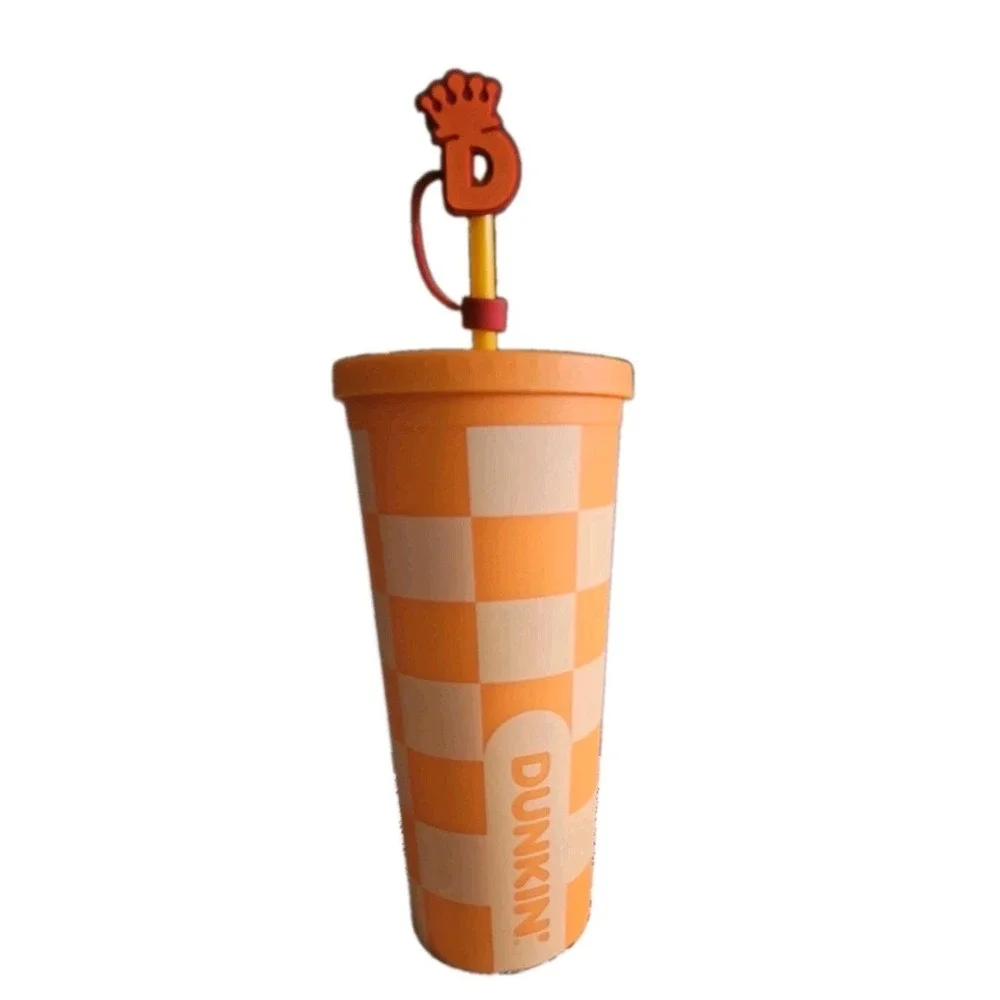 New Dunkin Donuts Tumbler Limited Edition 24oz Orange Checkered Board